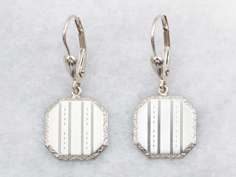 Art Deco Gold Cufflink Conversion Drop Earrings - image 2