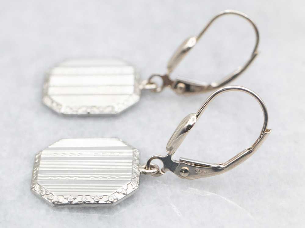 Art Deco Gold Cufflink Conversion Drop Earrings - image 3