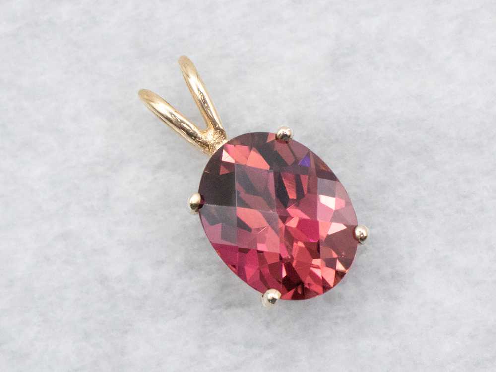 Oval-Cut Pink Tourmaline Solitaire Pendant - image 1