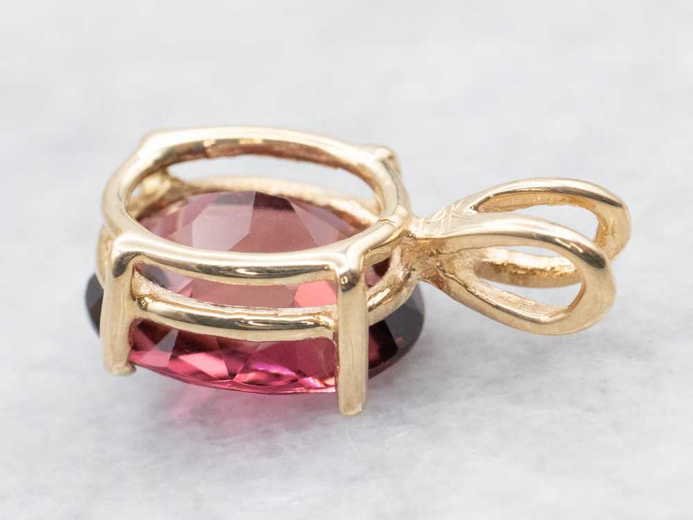 Oval-Cut Pink Tourmaline Solitaire Pendant - image 2