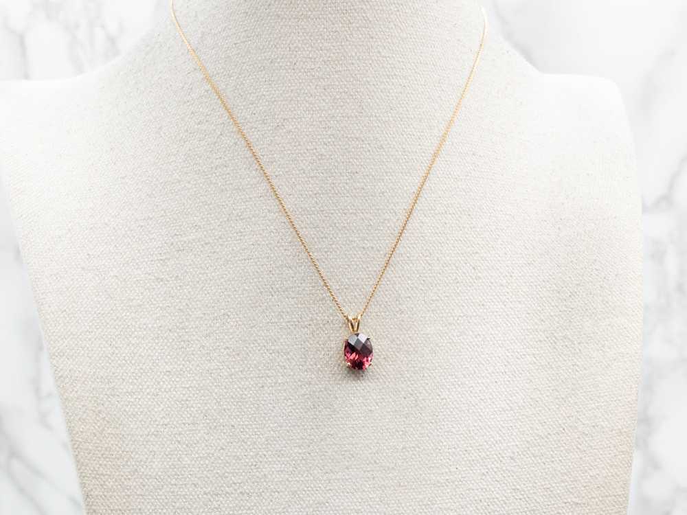 Oval-Cut Pink Tourmaline Solitaire Pendant - image 4