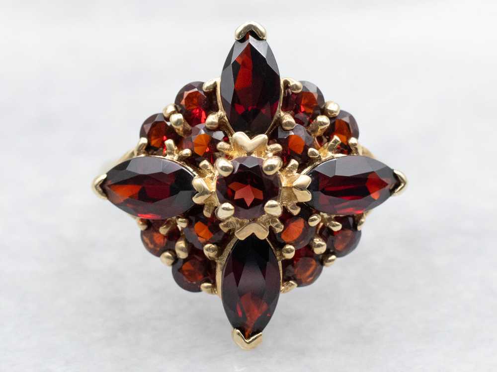 Vintage Gold and Garnet Cluster Ring - image 1