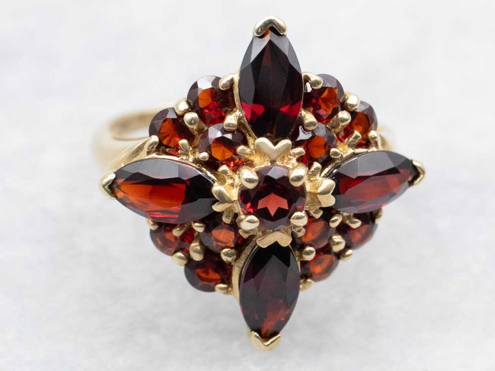 Vintage Gold and Garnet Cluster Ring - image 2