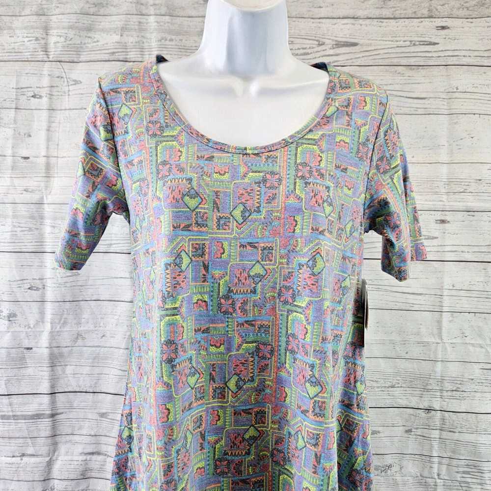 Vintage LuLaRoe Womens Perfect T Sz 2XS Blue Pink… - image 2