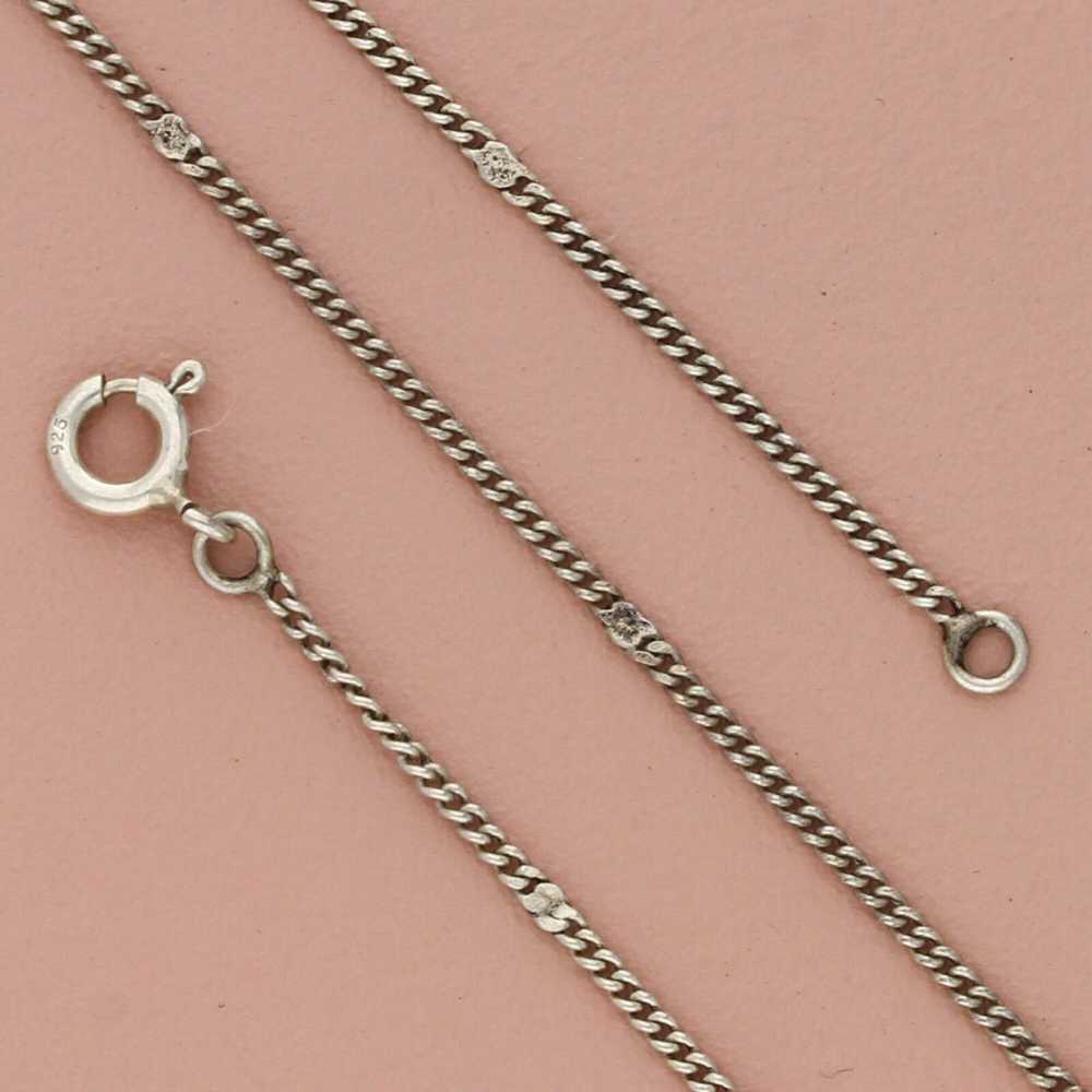 Sterling Silver sterling silver 2mm station curb … - image 1