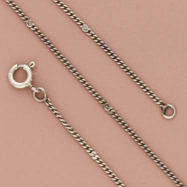 Sterling Silver sterling silver 2mm station curb … - image 1