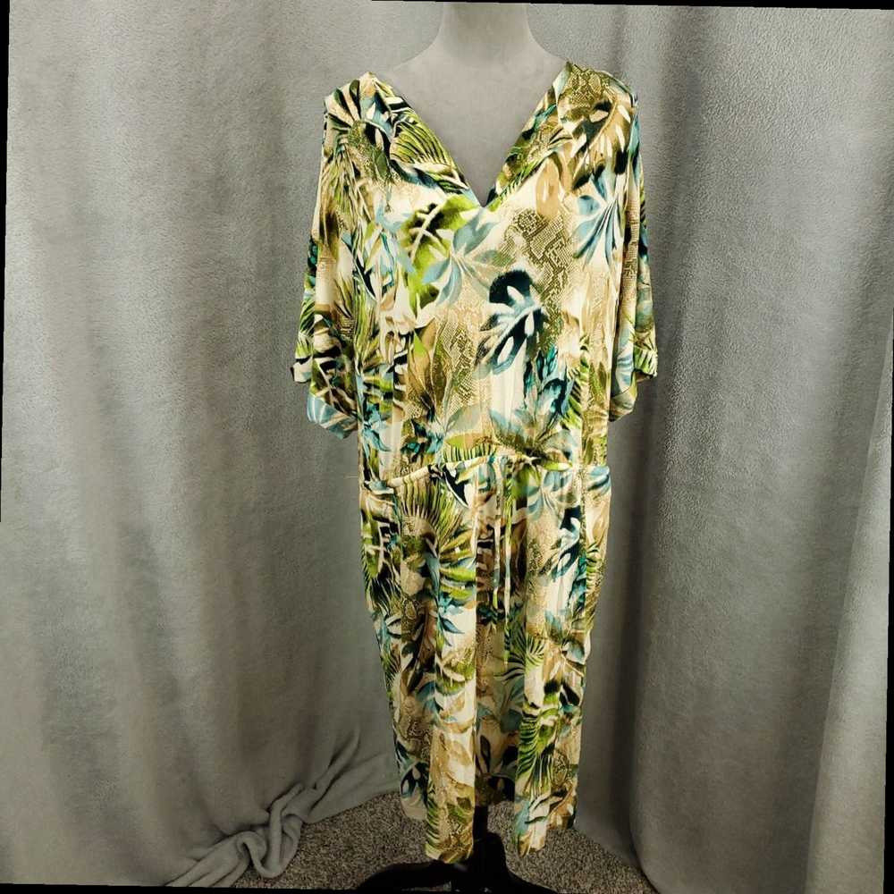 Vintage Floral Tropical Print Stretchy Shift Dres… - image 1