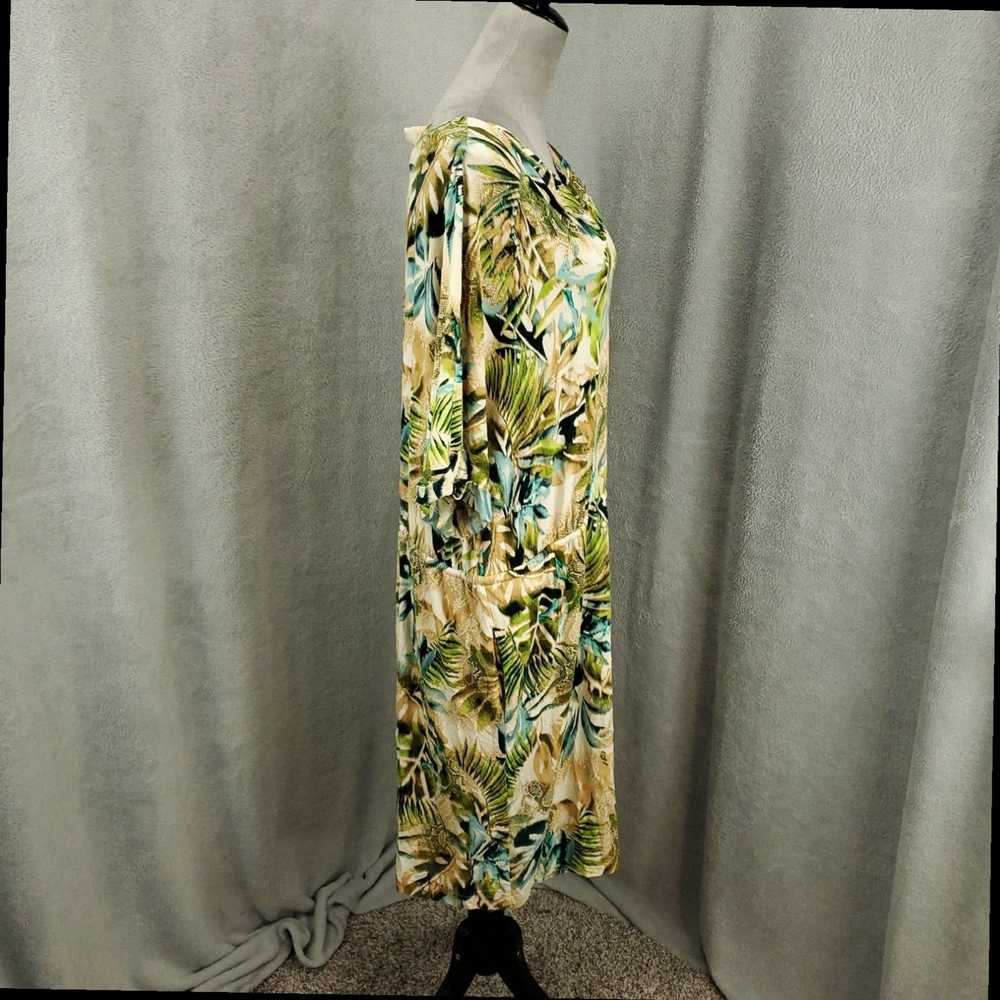 Vintage Floral Tropical Print Stretchy Shift Dres… - image 2