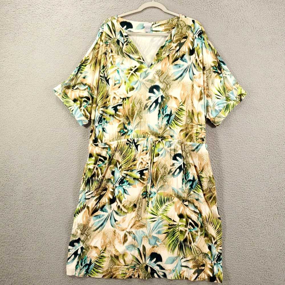 Vintage Floral Tropical Print Stretchy Shift Dres… - image 4