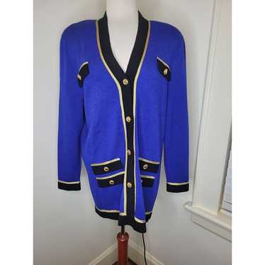 Vintg. St. John Collection Blue Sweater Cardigan … - image 1