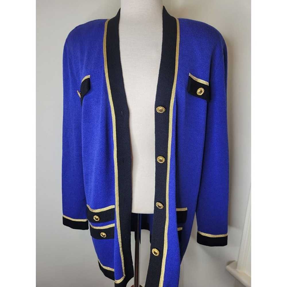 Vintg. St. John Collection Blue Sweater Cardigan … - image 4