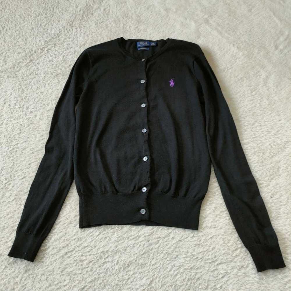 Polo Ralph Lauren Cotton Cardigan Black Purple - image 2