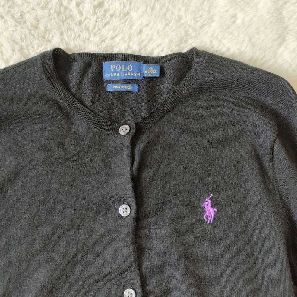 Polo Ralph Lauren Cotton Cardigan Black Purple - image 4