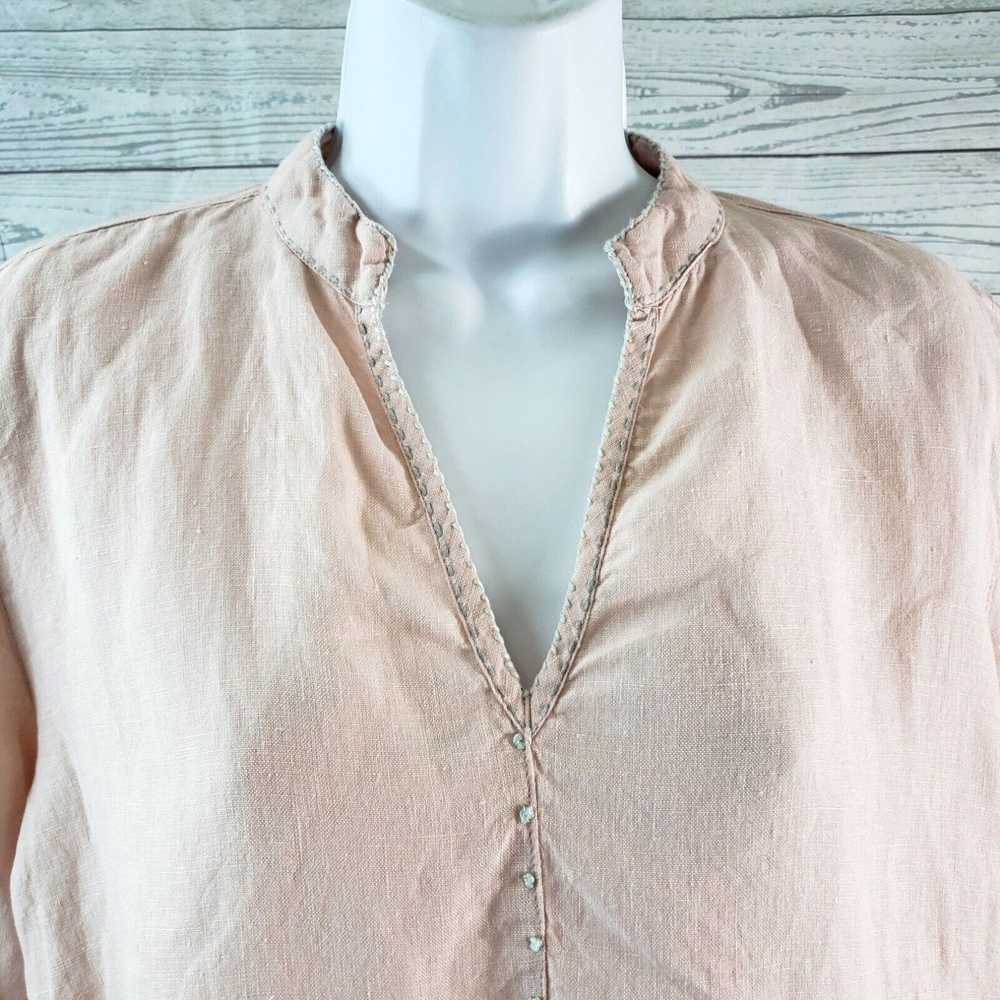 Pinko Dolma Womens Linen Top Sz Medium Pink Gray … - image 2