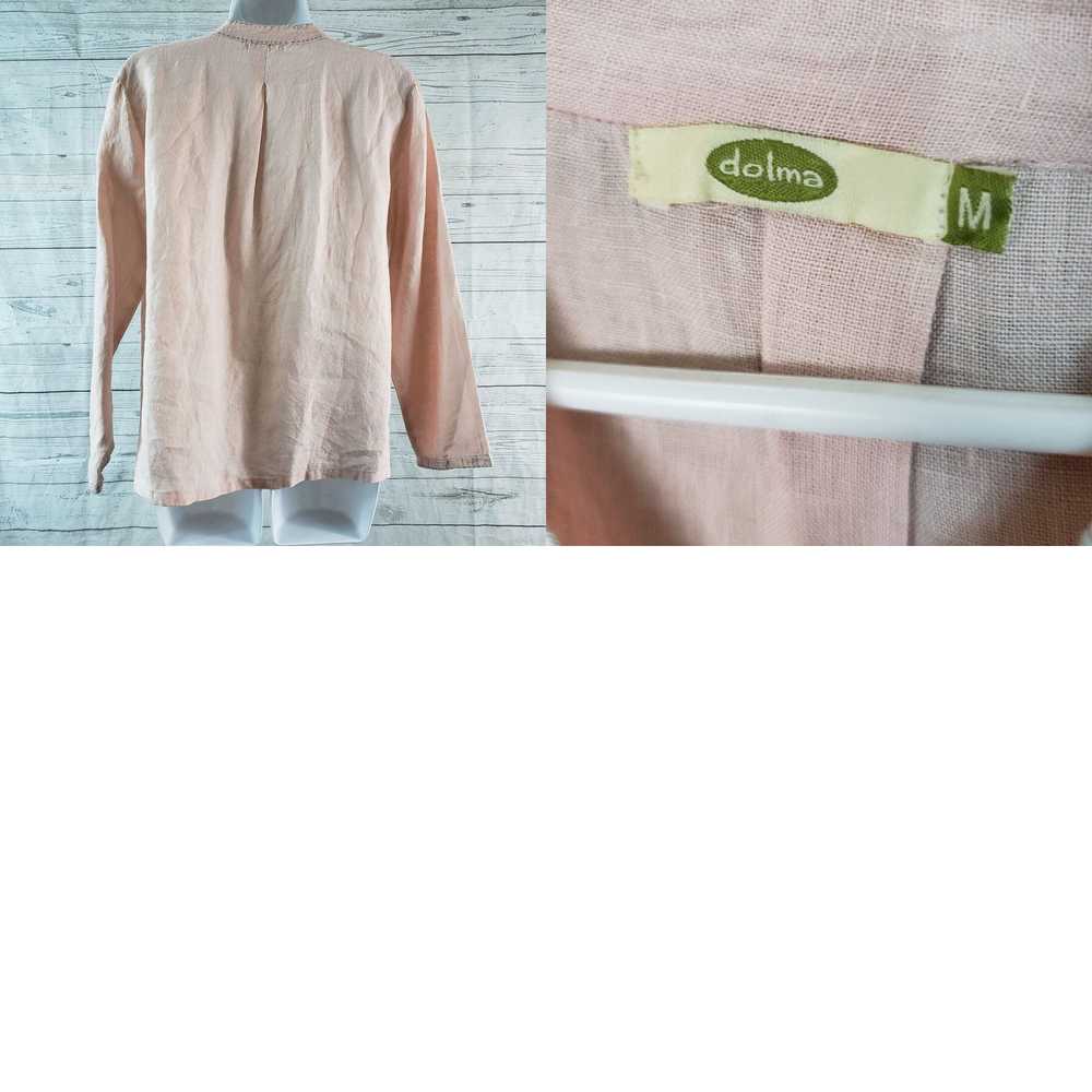 Pinko Dolma Womens Linen Top Sz Medium Pink Gray … - image 4