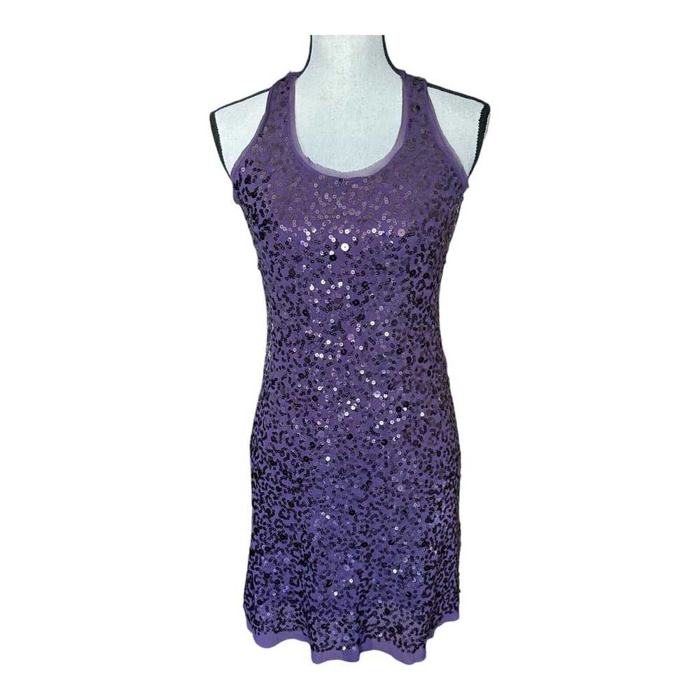 Designer Max Studio Womens Mini Dress Purple Sequ… - image 1