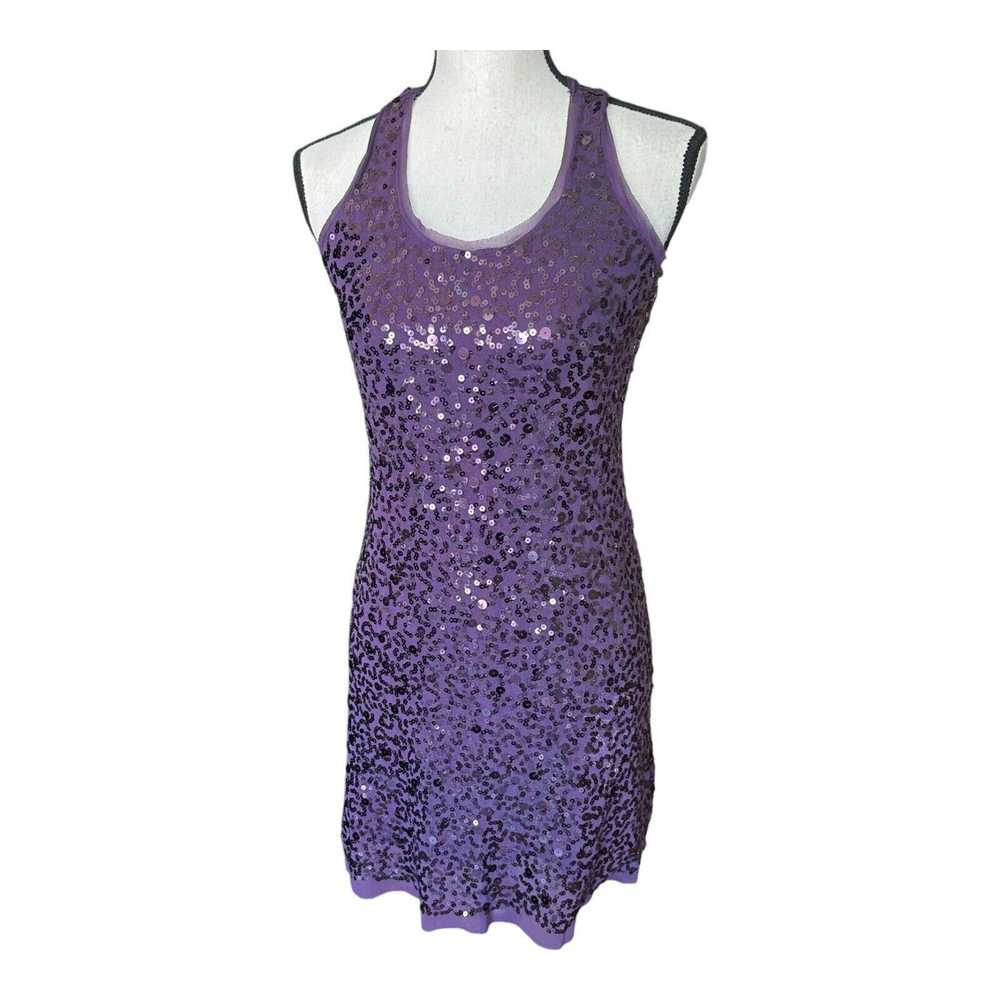 Designer Max Studio Womens Mini Dress Purple Sequ… - image 2