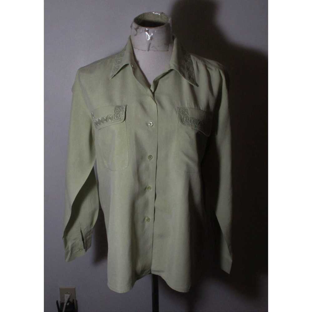 Vintage Women's EDWARD Petites Taupe 100% Silk Bl… - image 1