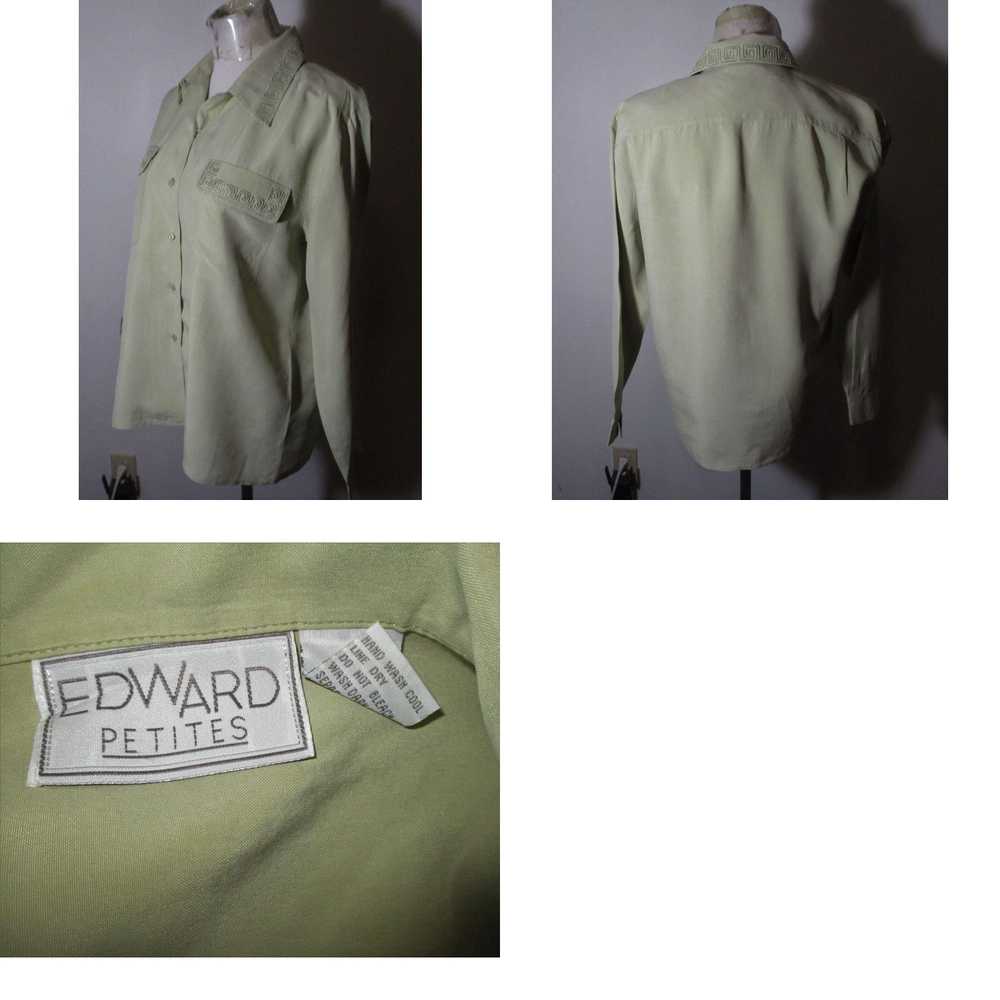 Vintage Women's EDWARD Petites Taupe 100% Silk Bl… - image 4