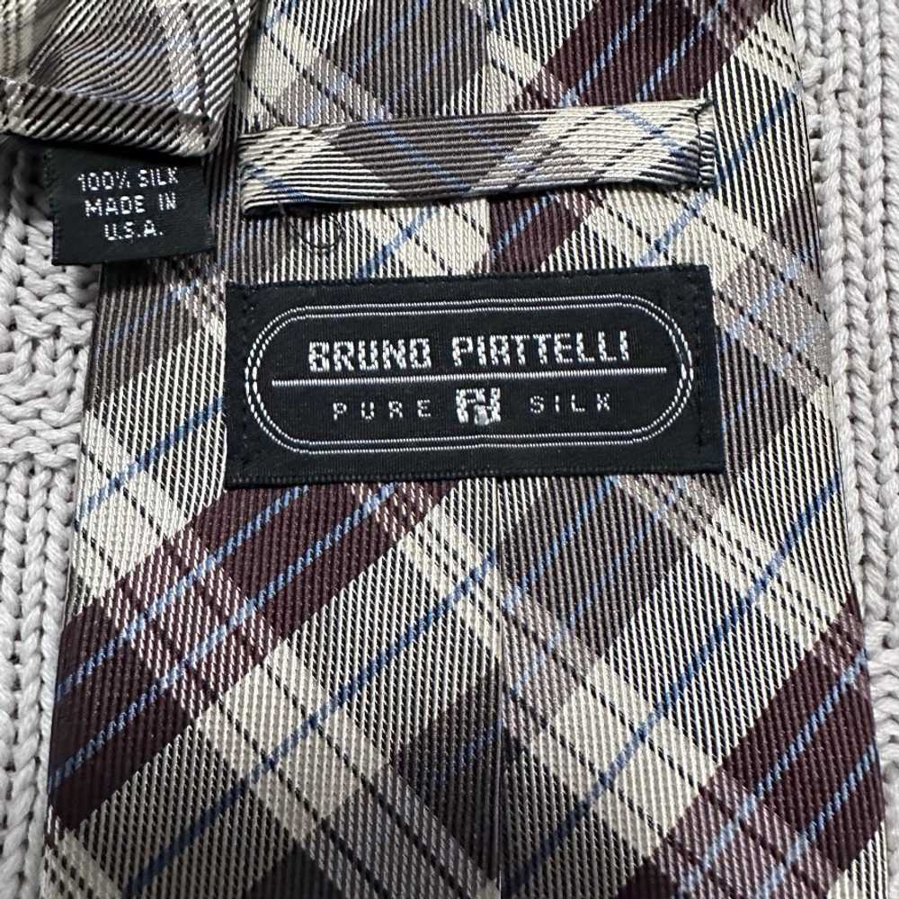 Vintage Bruno Piattelli brown gray tartan plaid s… - image 3