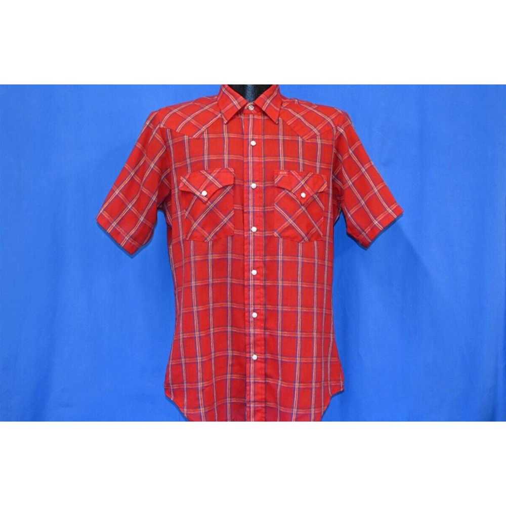 Vintage vtg 70s ELY WAGON BOSS RED PLAID SHORT SL… - image 2