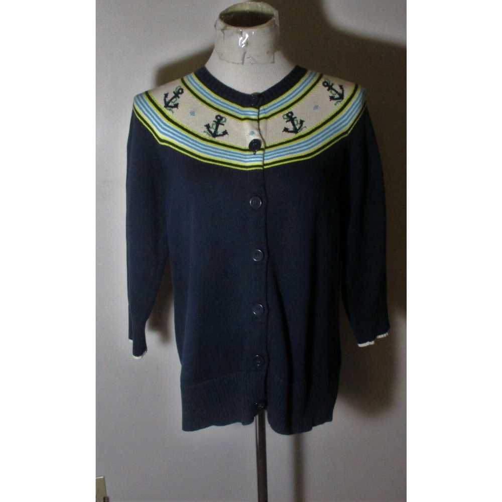 Vintage Women's L.L. BEAN Navy BLue Cardigan Swea… - image 1