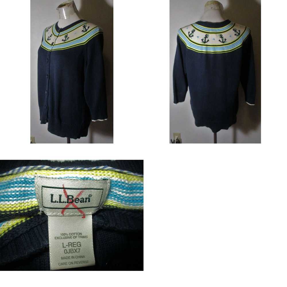 Vintage Women's L.L. BEAN Navy BLue Cardigan Swea… - image 4