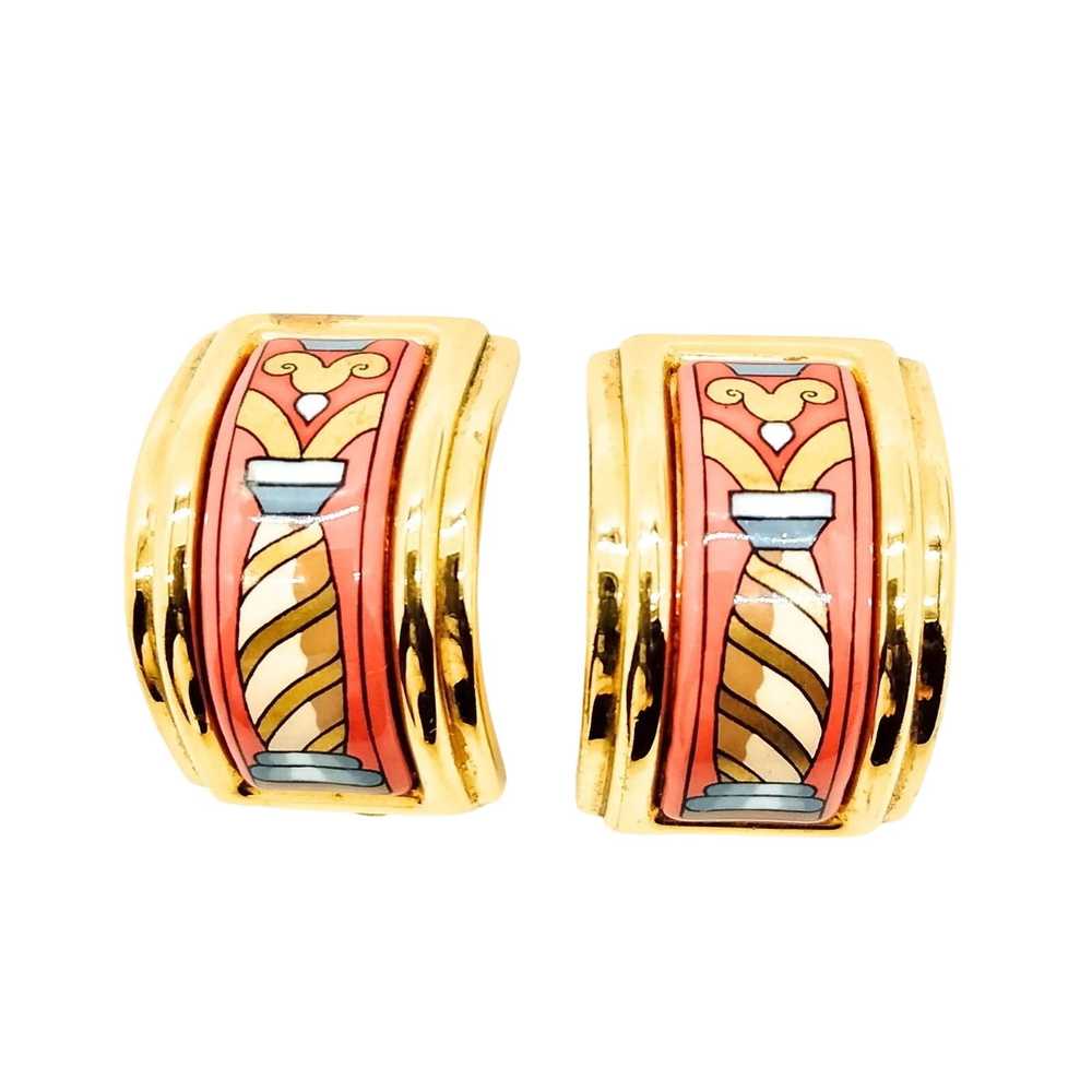 Hermes Hermès Gold Enamel Clip Earrings - image 2