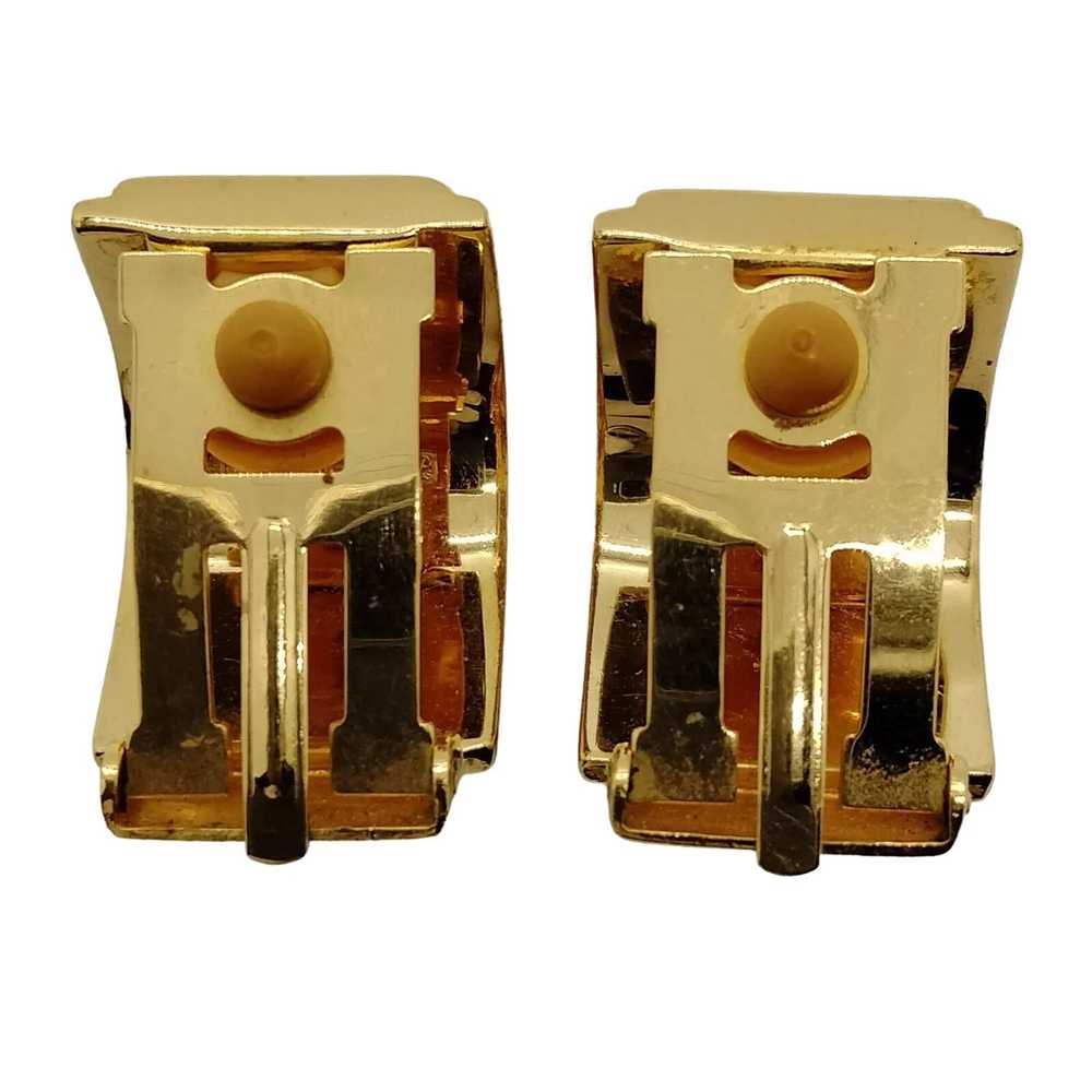 Hermes Hermès Gold Enamel Clip Earrings - image 4