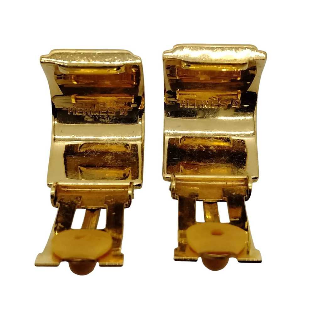 Hermes Hermès Gold Enamel Clip Earrings - image 5