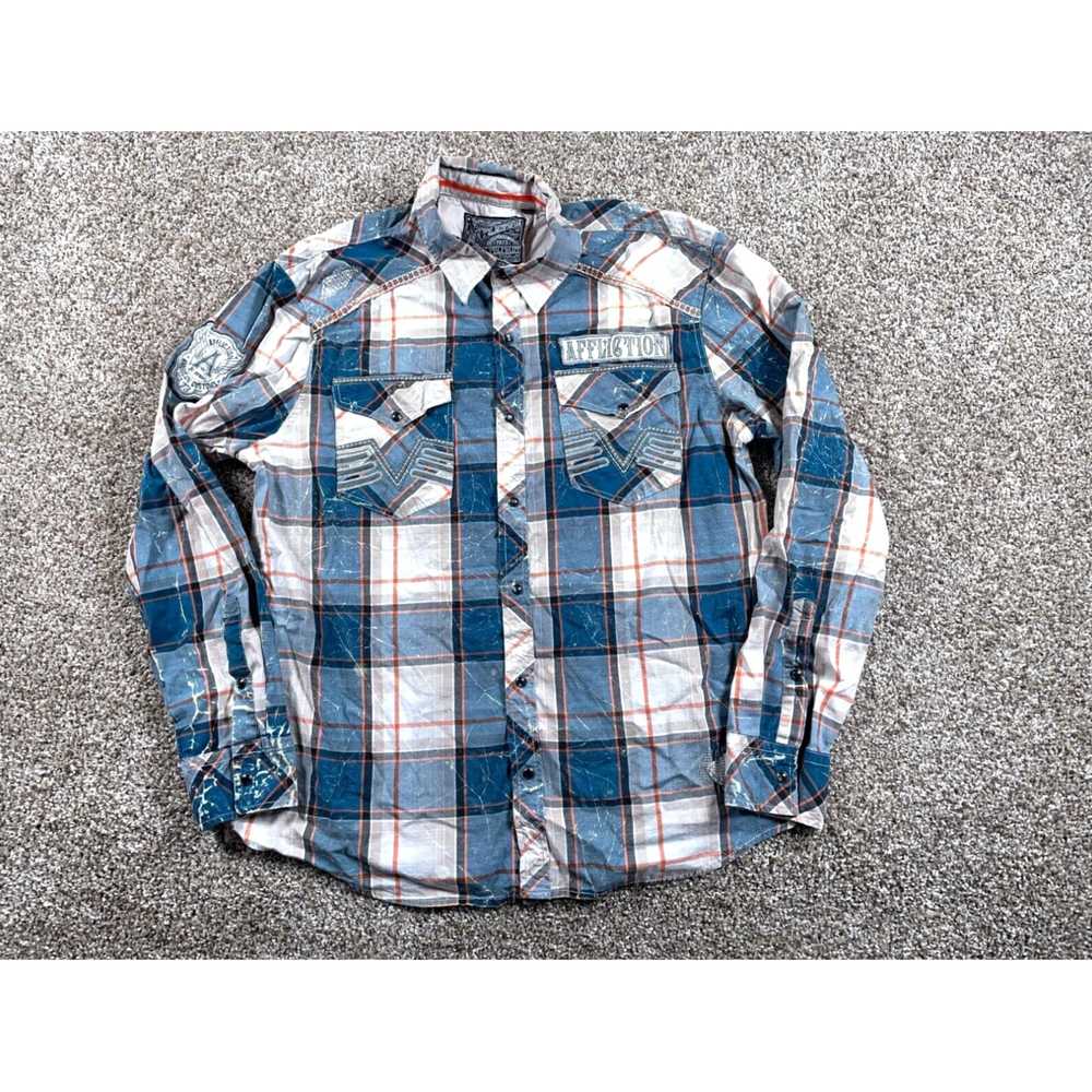 Affliction Authentic Western Style Blue Plaid Shi… - image 2