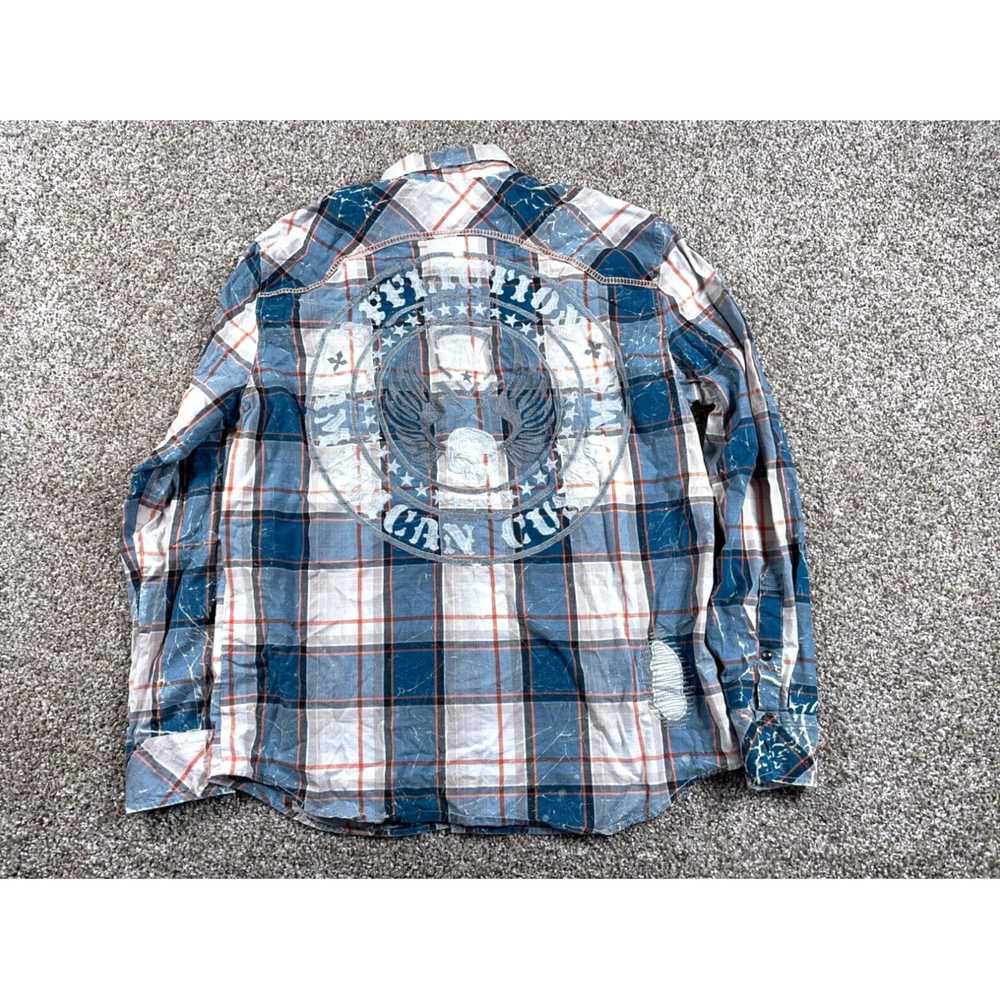 Affliction Authentic Western Style Blue Plaid Shi… - image 3