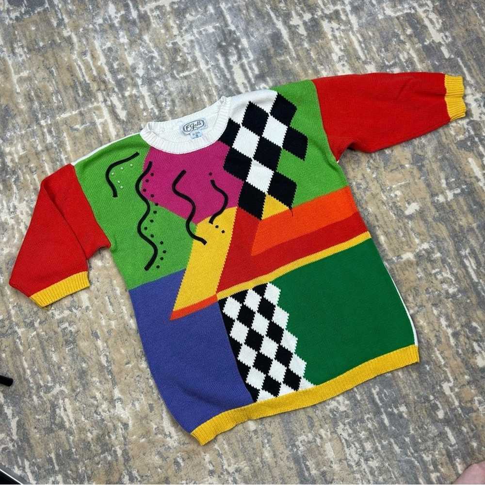 1980's Vintage P’ Galli Funky Geometric 1/2 sleev… - image 1