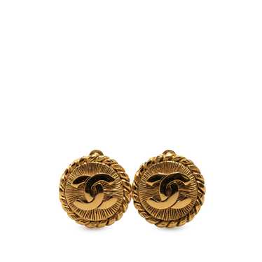 Gold Chanel Gold Plated CC Clip On Earrings - image 1