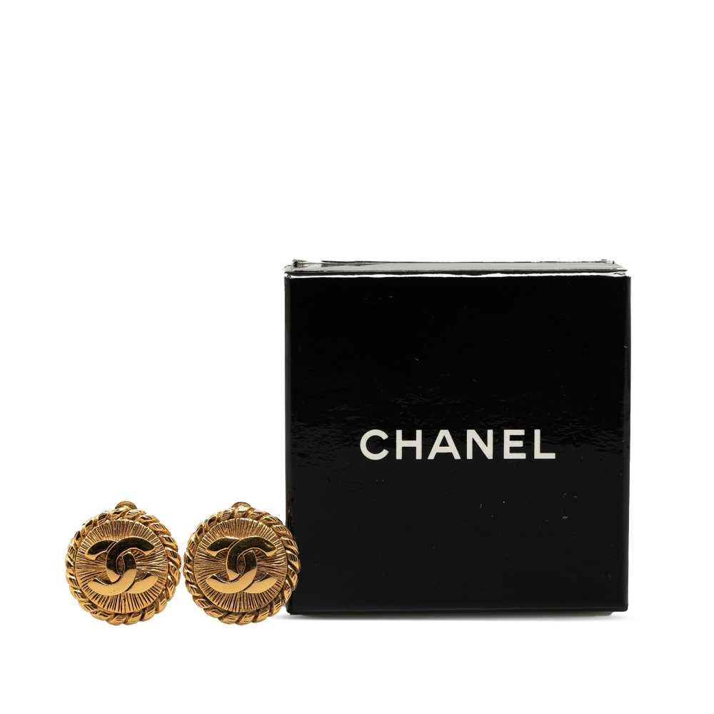 Gold Chanel Gold Plated CC Clip On Earrings - image 4