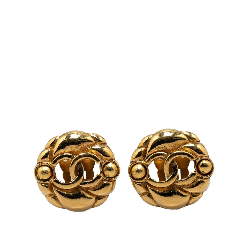 Gold Chanel Gold Plated CC Clip On Earrings - image 1