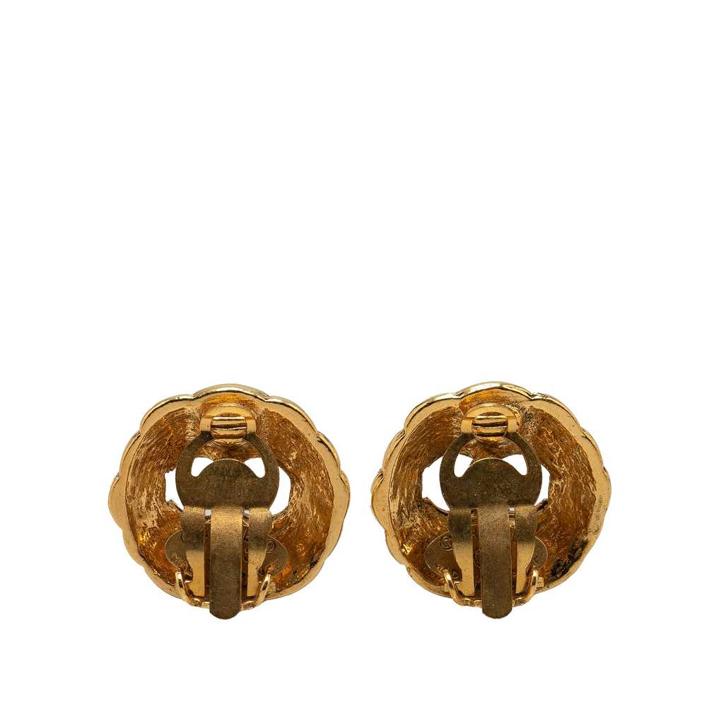 Gold Chanel Gold Plated CC Clip On Earrings - image 2