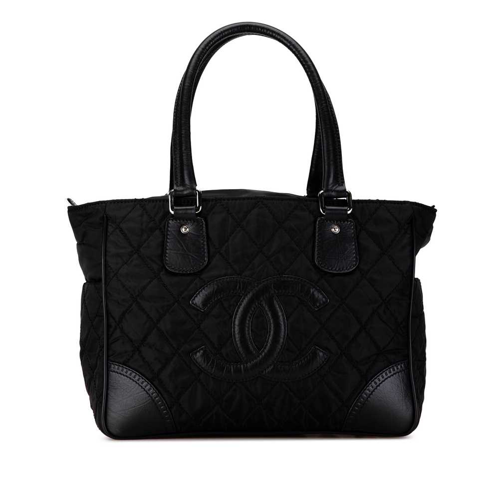 Black Chanel Quilted Nylon Paris-New York Line To… - image 1