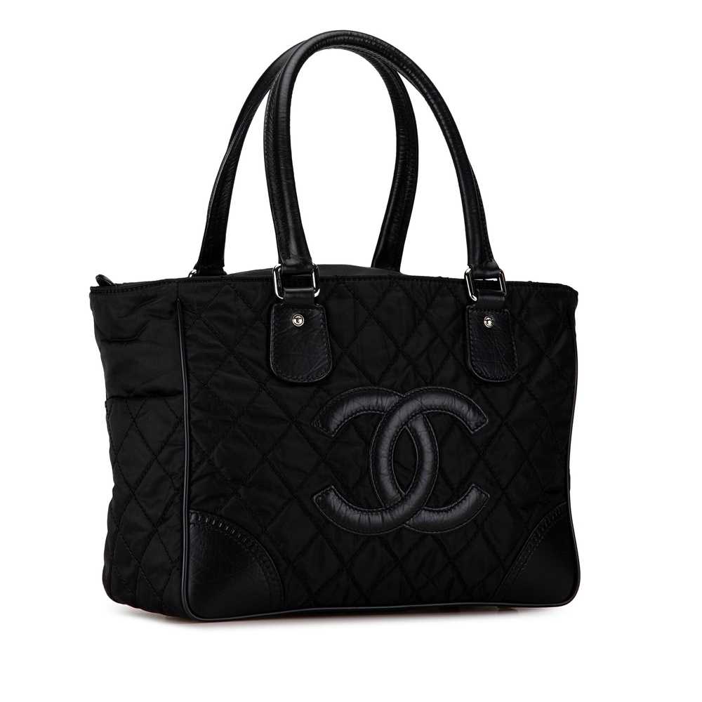 Black Chanel Quilted Nylon Paris-New York Line To… - image 2