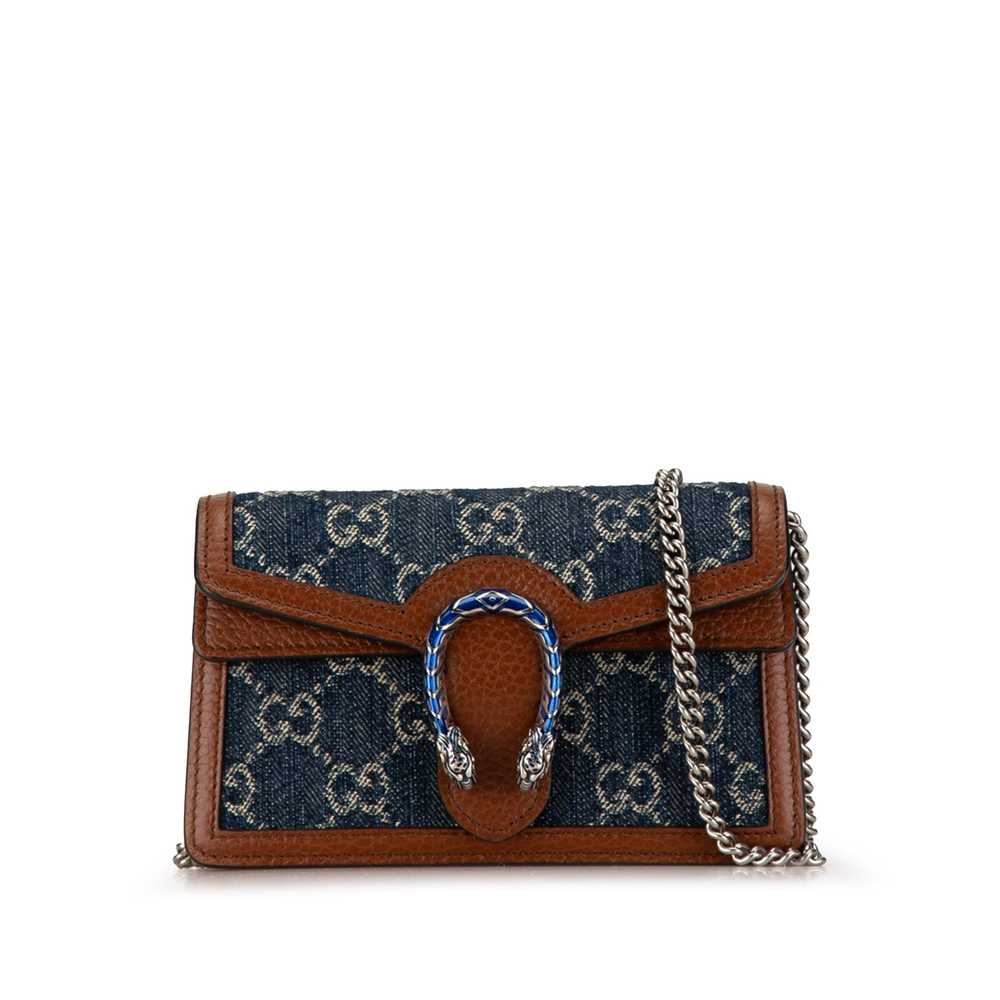 Blue Gucci Super Mini GG Denim Dionysus Crossbody… - image 1