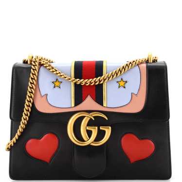 GUCCI Web Heart GG Marmont Chain Shoulder Bag Leat