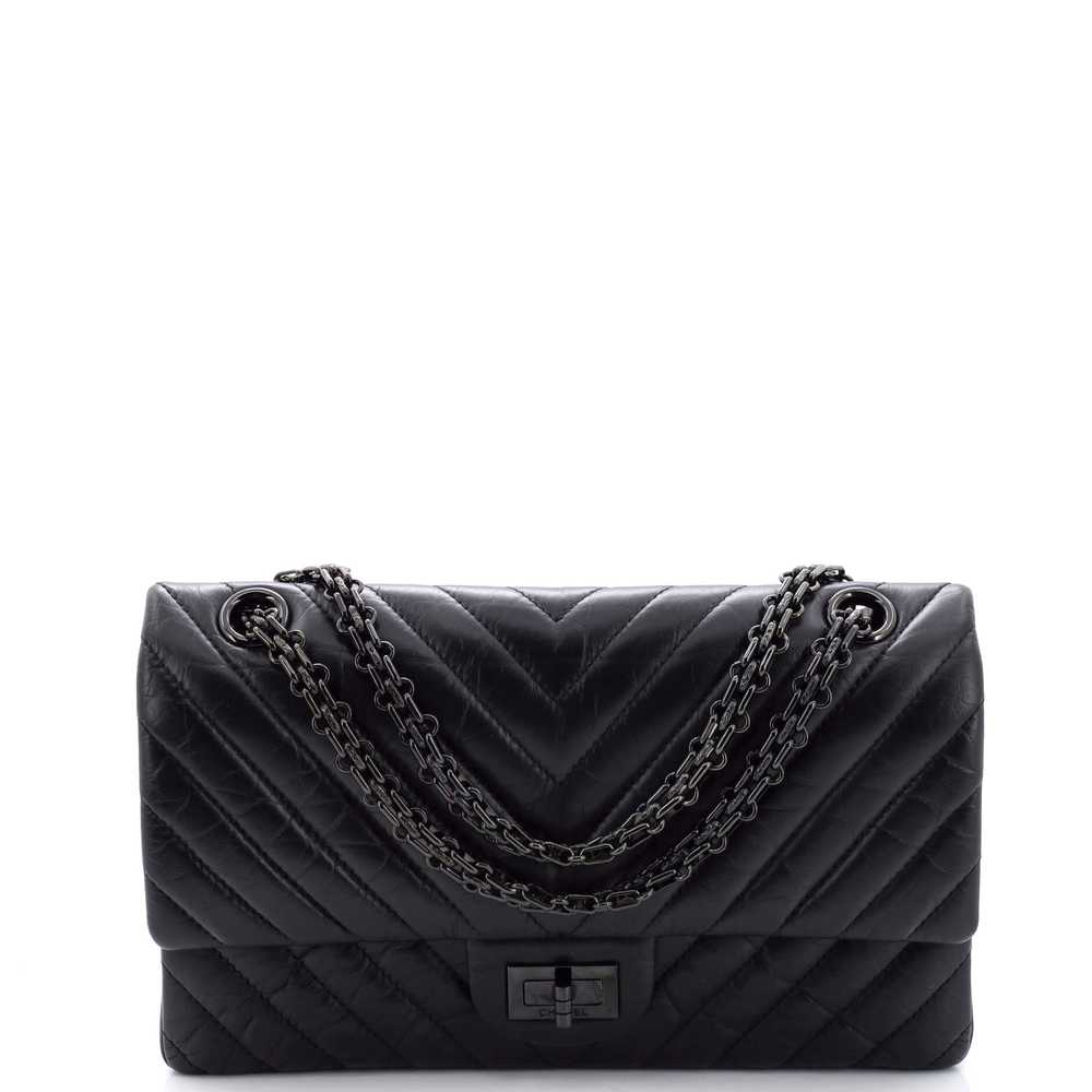 CHANEL So Black Reissue 2.55 Flap Bag Chevron Age… - image 1