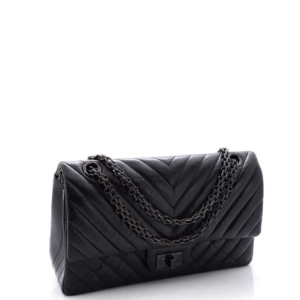 CHANEL So Black Reissue 2.55 Flap Bag Chevron Age… - image 3