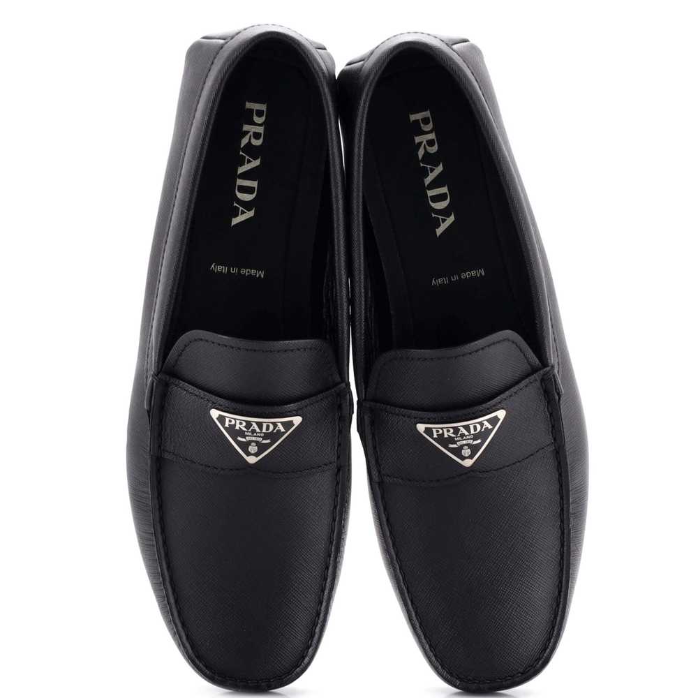 PRADA Men's Triangle Logo Driver Loafers Saffiano… - image 2