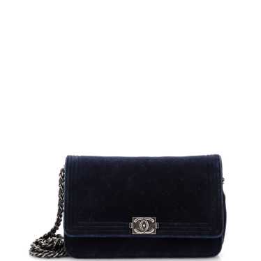 CHANEL Boy Wallet on Chain Quilted Velvet