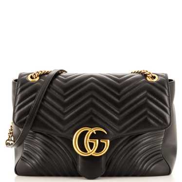 GUCCI GG Marmont Flap Bag Matelasse Leather Large