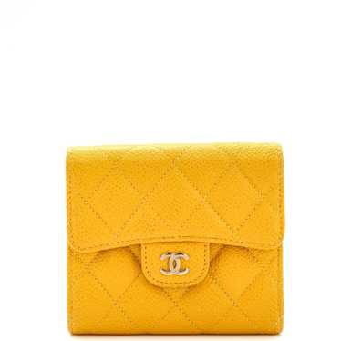 CHANEL Trifold Flap Wallet Quilted Caviar Small