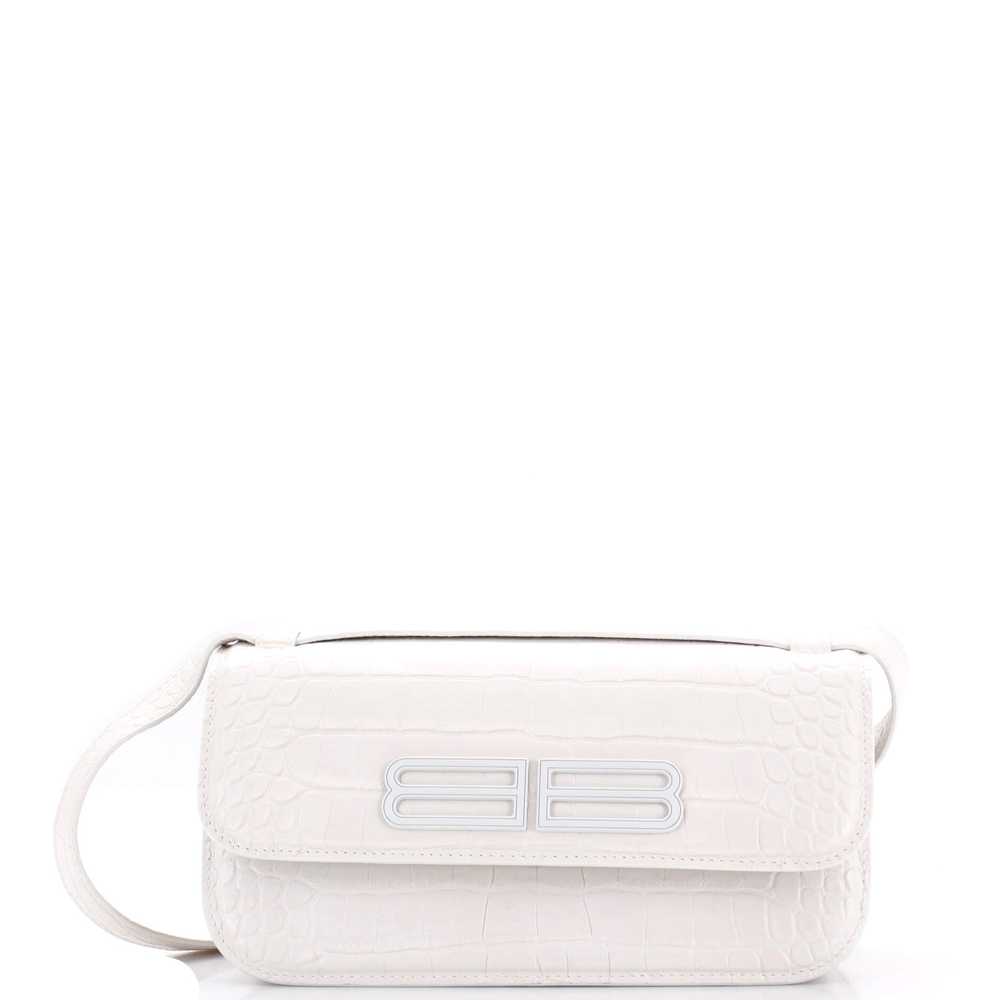 Balenciaga Gossip Flap Bag Crocodile Embossed Lea… - image 1