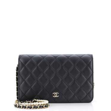 CHANEL Pearl Strap Wallet on Chain Quilted Iridesc