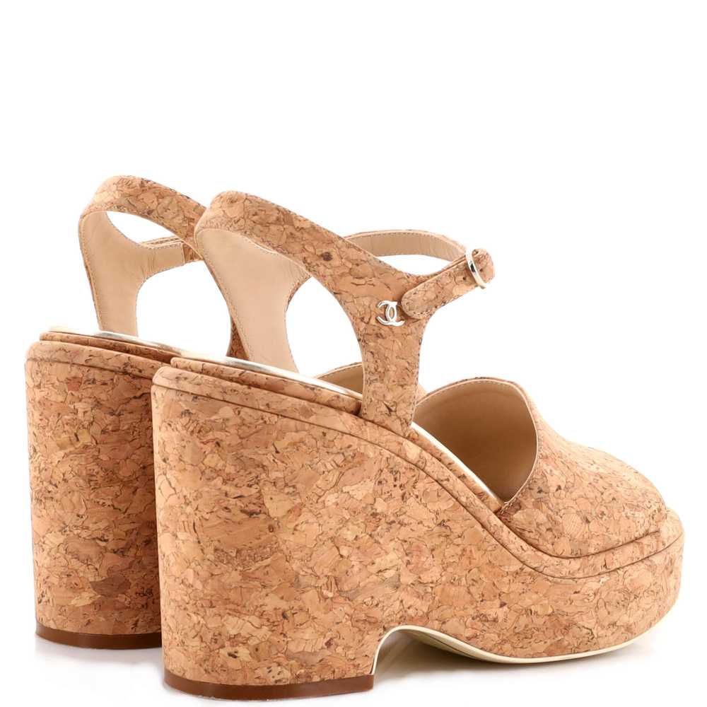 CHANEL Women's CC Wedge Sandals Cork - image 3